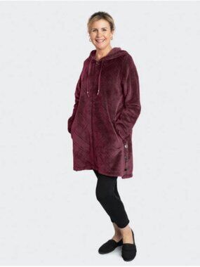 Lug Huddle Plush Zip Lounger-Wine Red-2X-NWT-A675166